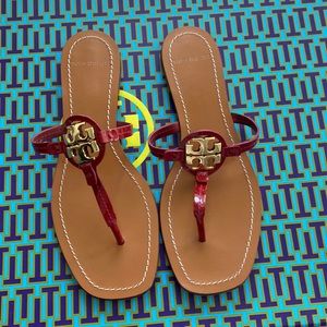 Tory Burch Authentic Red Mini Miller patent leather sandal- size 8